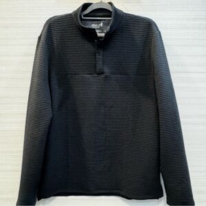 johnnie-O Benjy Heathered Henley 1/4 Snap Pullover Black size Medium